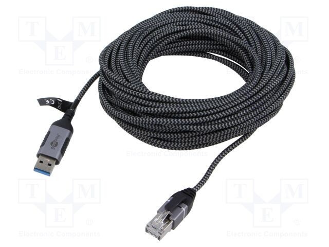 Cablu Goobay USB 3.0 RJ45, 15m, U/FTP, nichelat