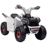 HOMCOM Quad electric pentru copii vehicul cu baterie 6V cu mers &icirc;nainte și &icirc;napoi 70L x 41,5l x 48,5H cm Alb | Aosom Romania