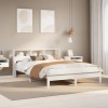 Gossi cadru de pat fara saltea, alb, 140x190 cm, lemn masiv de pin