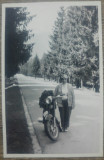 Doamna cu motocicleta// fotografie, Tusnad 1962, Romania 1900 - 1950, Portrete