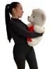Urs de plus alb cu inimă roșie "I Love You", 50 cm. Jucărie pluș moale, cadou romantic pentru copii și adulți