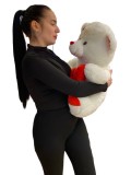 Urs de plus alb cu inimă roșie &quot;I Love You&quot;, 50 cm. Jucărie pluș moale, cadou romantic pentru copii și adulți