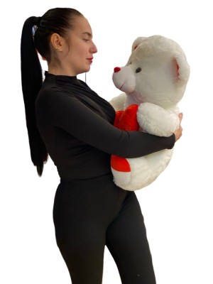 Urs alb cu inima rosie I love You 50cm foto