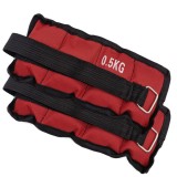 Cumpara ieftin Greutati Glezne/Incheieturi APF&reg; 1kg (2x0.5kg) Negru/Rosu, Velcro, Fitness, Aerobic, Rezistenta, Tonifiere