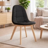 Cumpara ieftin Scaun bucatarie/living, Artool, Bora, catifea neagra, picioare lemn natur, 44.5x54x81.5 cm