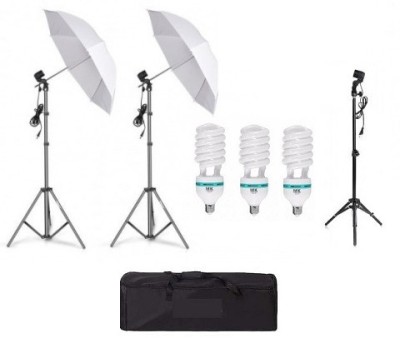 Kit de 2 umbrele albe, 2 trepiezi reglabili 200 cm, 1 trepied 160 cm, 3 becuri 85W, geanta de transport inclusa foto