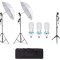 Kit de 2 umbrele albe, 2 trepiezi reglabili 200 cm, 1 trepied 160 cm, 3 becuri 85W, geanta de transport inclusa