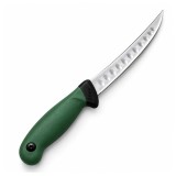 Cumpara ieftin Cuțit pentru filetat DEPOX&reg;, lamă curbată din oțel inoxidabil cu alveole, m&acirc;ner ergonomic, 29 cm, verde