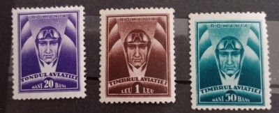 Romania 1932 timbrul aviației pilot, cap de pilot 3v neștampilate foto