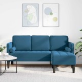 Canapea L Albastră 173x131x67 cm Catifea