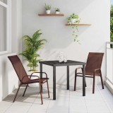 vidaXL Set de masă pentru grădină 3 pcs Maro Textilene și oțel