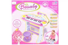 Instrument Muzical Pianina Electronica Malplay Cu Scaun Si Microfon 45 Cm Inaltime Roz
