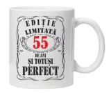 Cana alba personalizata &quot;editie limitata&quot;, 55 ani, INOVATIX&reg;. 330ml, Oem