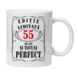 Cana alba personalizata &quot;editie limitata&quot;, 55 ani, INOVATIX&reg;. 330ml