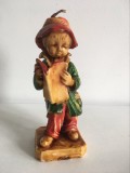 Figurina lumanare de ceara, baiat citind ziarul, 16cm, vintage, decor