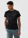 Tricou regular cu imprimeu pentru bărbați - negru, 4F Sportswear