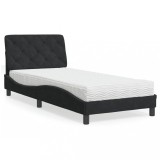 Cumpara ieftin Pat cu saltea, negru, 90x200 cm, catifea