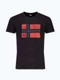 Cumpara ieftin Tricou barbati cu decolteu la baza gatului si imprimeu cu logo, Negru, M