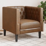 Fotoliu Chesterfield, maro, piele &icirc;ntoarsă ecologică