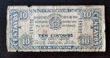 Bancnota de urgenta Filipine - 10 Centavos 1941 - Iloilo - Foarte rara