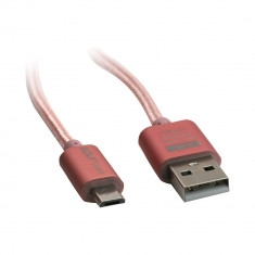 Cablu Golf Metal MicroUSB 10M Rosegold foto