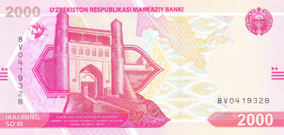 Bancnota Uzbekistan 2.000 Som 2021 - PNew UNC foto
