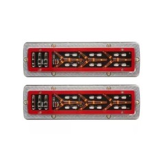 Set 2x Lampă Stop LED 12V &ndash; Carcasă Metalică &ndash; 5 Funcții