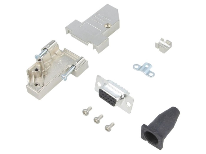 Conector D-Sub 15 pini mamă, pe cablu