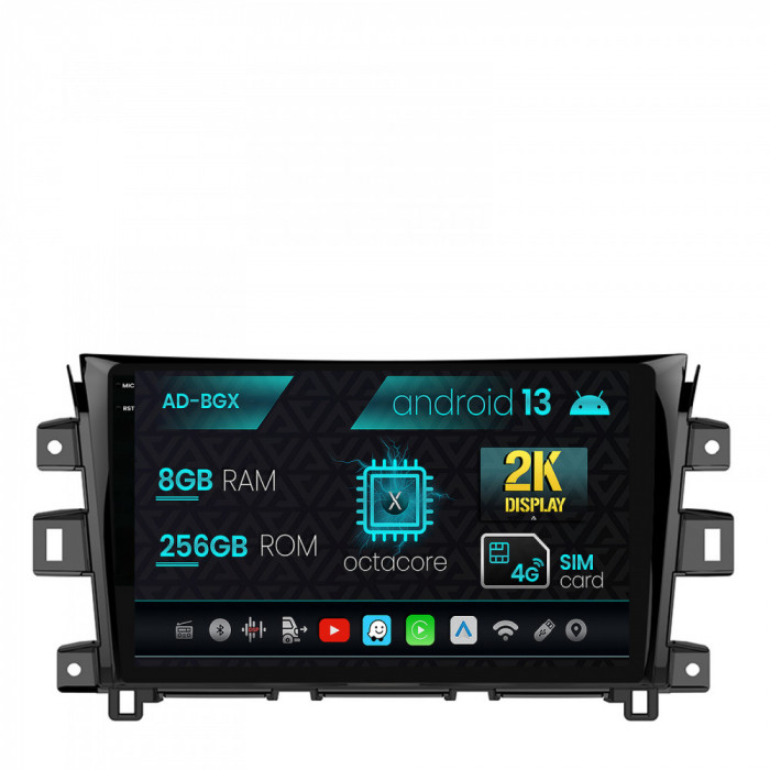 Navigatie Nissan Navara (2015+), Android 13, X-Octacore 8GB RAM + 256GB ROM, 9.5 Inch - AD-BGX9008+AD-BGRKIT163