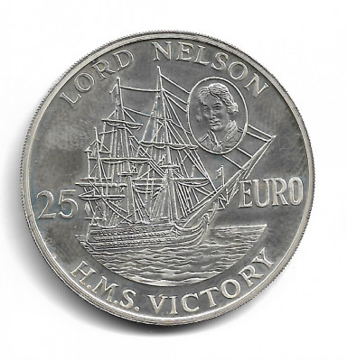 1996 Marea Britanie - LORD NELSON Silver Medal -25 EURO - 24g, 38mm foto