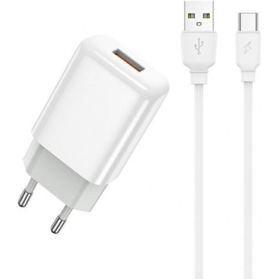 Incarcator Retea Cu Cablu USB-C Prestico F9S, 12W, 2.4A, 1 x USB-A, Alb foto