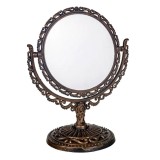 Oglinda Pufo Vintage Elegance de masa cu picior si doua fete pentru machiaj, 27 cm