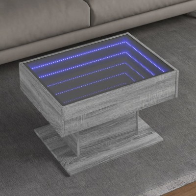 vidaXL Măsuță de cafea cu LED sonoma gri 70x50x45cm lemn prelucrat 847537 foto