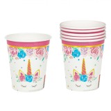Set Pahare Petrecere, Model Unicorn, Multicolor, Capacitate 240ml, 6 Bucati