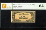 Filipine ocupația japoneză 10 centavos 1942 P104a UNC