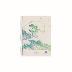 Caiet A5 70f spirală pătrățele Motiv Wave Greenline