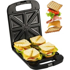 Sandwich-maker Adler Europe Ad 3055, 4 sandwich-uri, placi antiaderente, negru