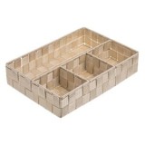 Cos de depozitare rattan, 4 compartimente, Bej, 33x24x7cm, CMCLASS