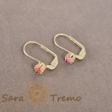 Cercei finuti si clasici cu cristal zirconia roz