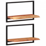 Gossi rafturi de perete 2 buc. 60x25x35 cm lemn masiv acacia/otel