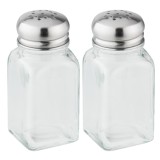 Recipiente pentru condimente, Fackelmann 46874, inox + sticla, transparent, 9.5 cm, set 2 piese