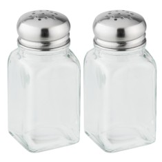 Recipiente pentru condimente, Fackelmann 46874, inox + sticla, transparent, 9.5 cm, set 2 piese foto