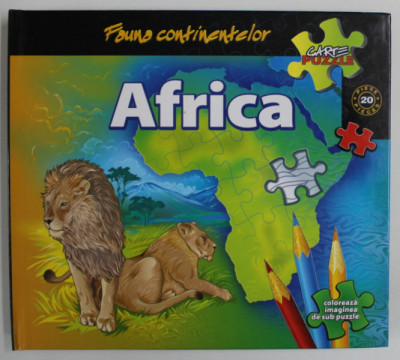 AFRICA , SERIA FAUNA CONTINENTELOR , CARTE PUZZLE , text GHEORGHE POSTOLACHE , pictor EUGEN VEREBCEANU , 2007 foto
