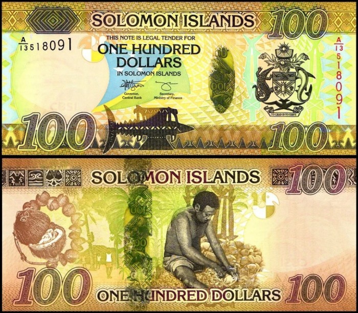 INSULELE SOLOMON █ bancnota █ 100 Dollars █ 2013 █ P-36 █ semnatura 12 █ UNC