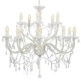 vidaXL Candelabru cu 2 r&acirc;nduri, alb, becuri 15 x E14