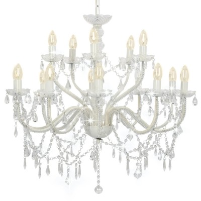 vidaXL Candelabru cu 2 r&amp;acirc;nduri, alb, becuri 15 x E14 foto