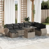 Cumpara ieftin Gossi set canapele de gradina cu perne, 9 piese gri deschis poliratan