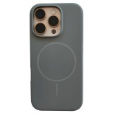 Husa Iphone 15 PRO MAX cu MagSafe - Silicon, interior catifelat, design Minimalist, Gri Elegant