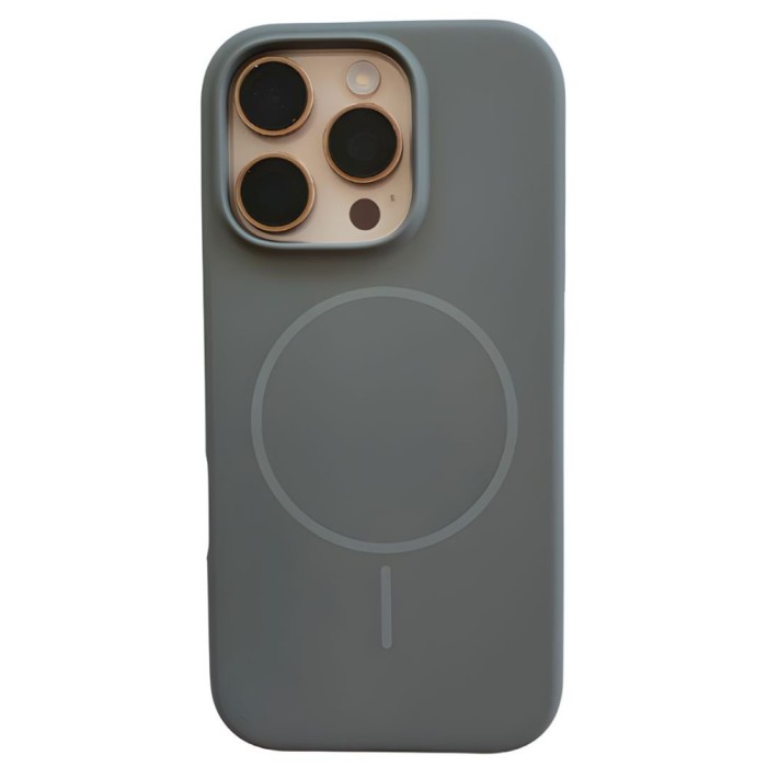 Husa Iphone 14 PRO MAX cu MagSafe - Silicon, interior catifelat, design Minimalist - Gri Elegant Apple
