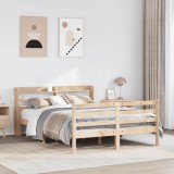 Cumpara ieftin Cadru de pat cu tăblie, 140x190 cm, lemn masiv pin